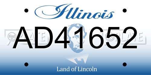 AD41652 Illinois License Plate