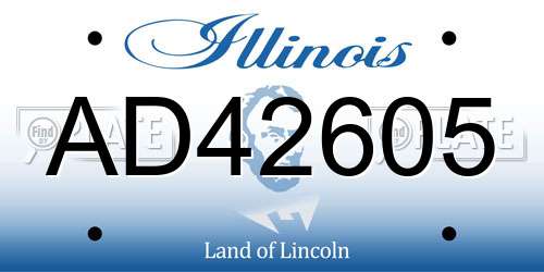 AD42605 Illinois License Plate