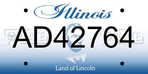 AD42764 Illinois License Plate