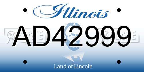 AD42999 Illinois License Plate