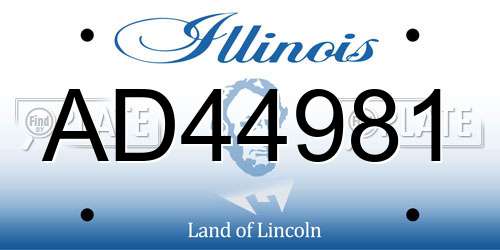 AD44981 Illinois License Plate