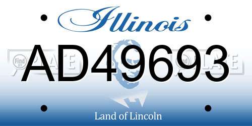 AD49693 Illinois License Plate
