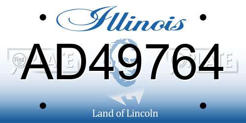 AD49764 Illinois License Plate
