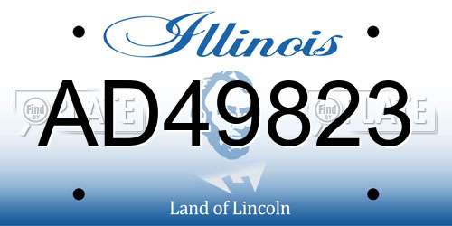 AD49823 Illinois License Plate