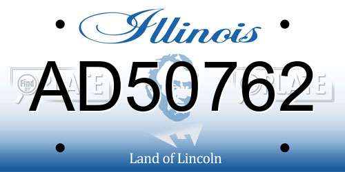 AD50762 Illinois License Plate