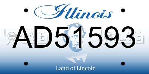 AD51593 Illinois License Plate