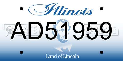 AD51959 Illinois License Plate