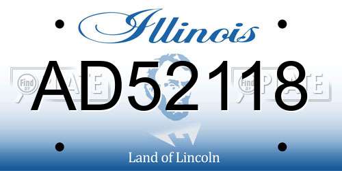 AD52118 Illinois License Plate