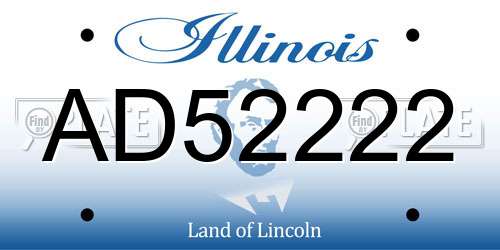 AD52222 Illinois License Plate