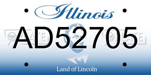 AD52705 Illinois License Plate