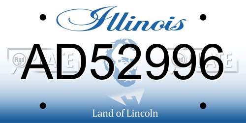 AD52996 Illinois License Plate