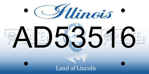 AD53516 Illinois License Plate
