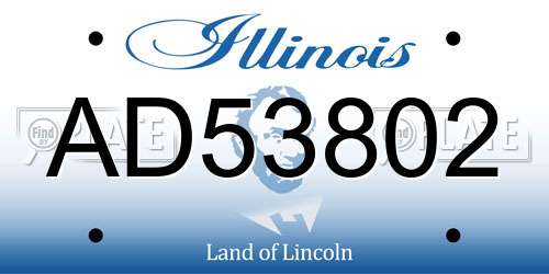 AD53802 Illinois License Plate