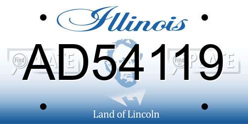 AD54119 Illinois License Plate