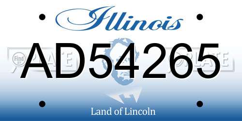 AD54265 Illinois License Plate
