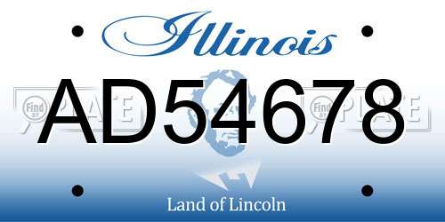 AD54678 Illinois License Plate
