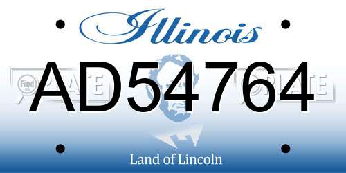 AD54764 Illinois License Plate