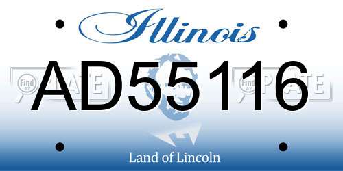 AD55116 Illinois License Plate