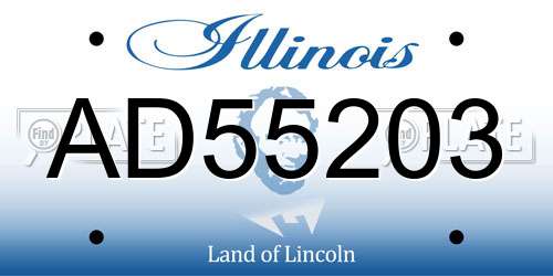 AD55203 Illinois License Plate