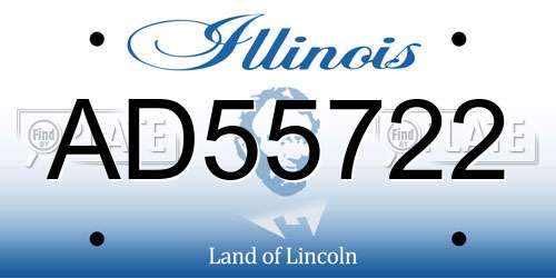 AD55722 Illinois License Plate