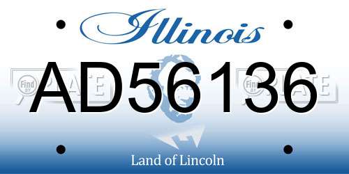 AD56136 Illinois License Plate