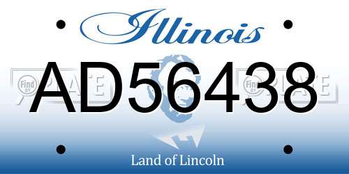 AD56438 Illinois License Plate