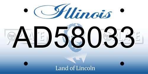 AD58033 Illinois License Plate