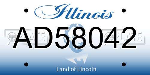 AD58042 Illinois License Plate