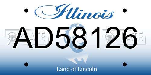 AD58126 Illinois License Plate
