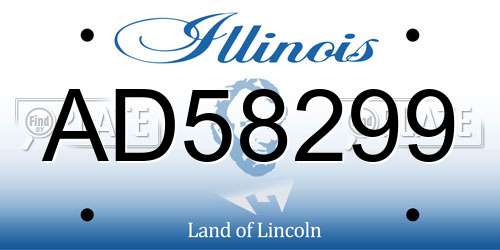 AD58299 Illinois License Plate