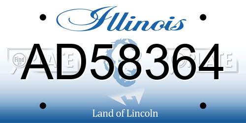 AD58364 Illinois License Plate