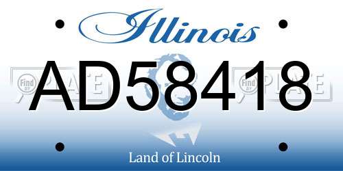 AD58418 Illinois License Plate