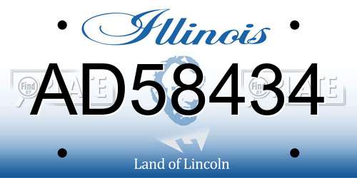 AD58434 Illinois License Plate