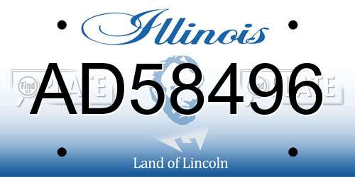 AD58496 Illinois License Plate