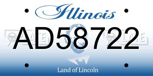 AD58722 Illinois License Plate