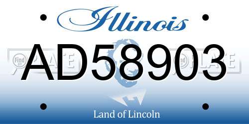 AD58903 Illinois License Plate