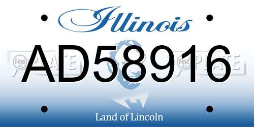 AD58916 Illinois License Plate