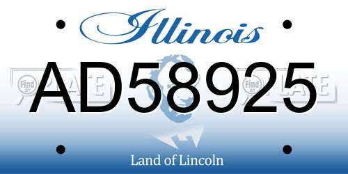 AD58925 Illinois License Plate