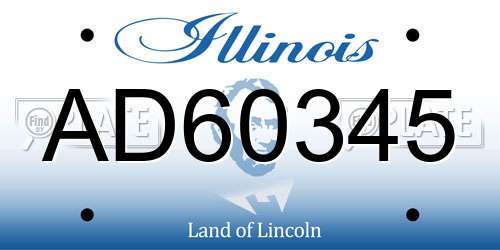 AD60345 Illinois License Plate