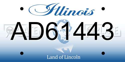 AD61443 Illinois License Plate
