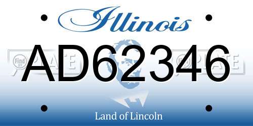 AD62346 Illinois License Plate