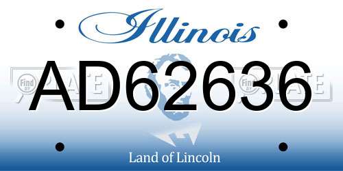AD62636 Illinois License Plate