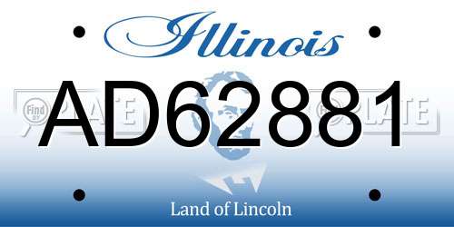 AD62881 Illinois License Plate
