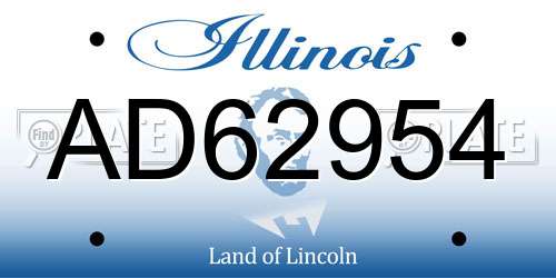 AD62954 Illinois License Plate