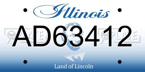 AD63412 Illinois License Plate