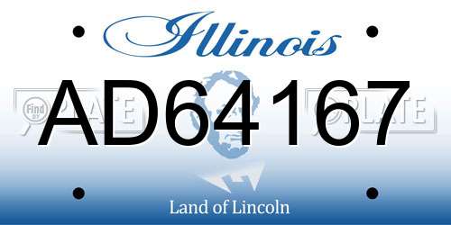 AD64167 Illinois License Plate