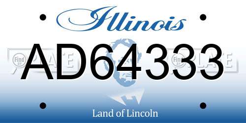 AD64333 Illinois License Plate