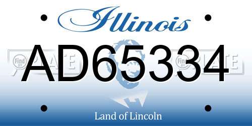 AD65334 Illinois License Plate