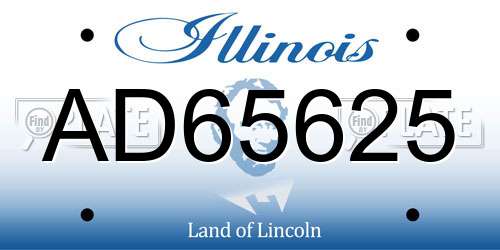 AD65625 Illinois License Plate