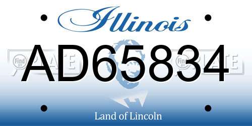 AD65834 Illinois License Plate